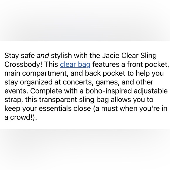 NWOT Clear Crossbody Bag with Black Trim - Picture 8 of 8